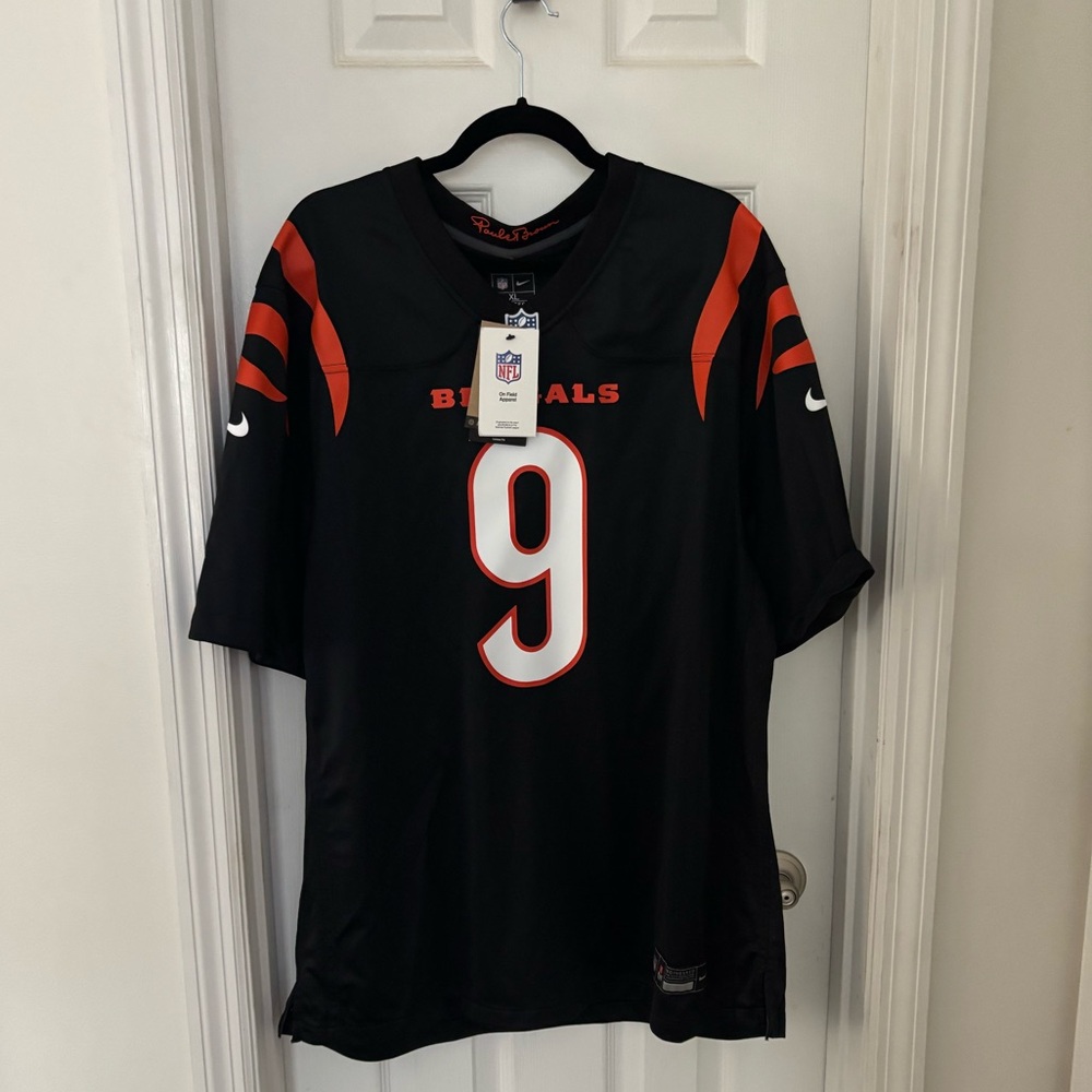 NFL Men's Black and Orange Jersey